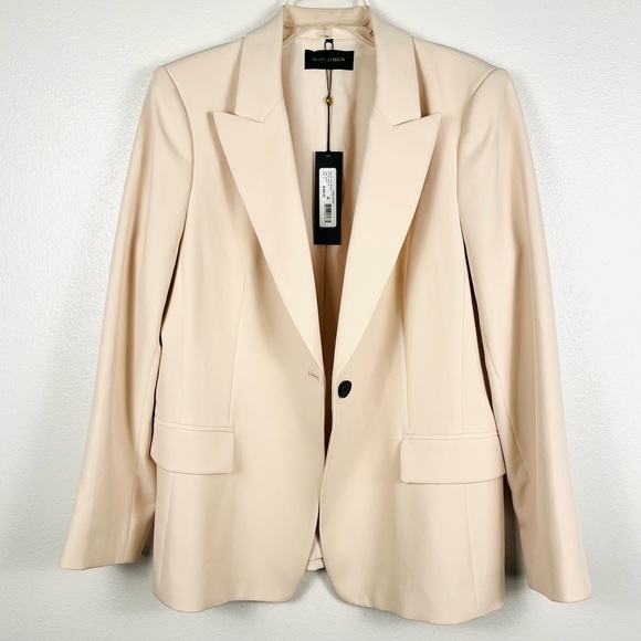 NWT Kobi Halperin XL Jordi Twill Canvas Neutral Beige One-Button Blazer Jacket - Picture 7 of 8
